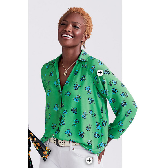 CAbi Tops - Cabi Womens Go To Floral Button Down Shirt Size Large Green